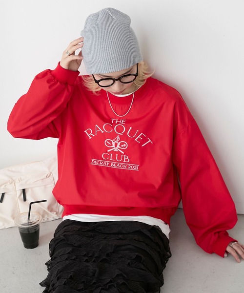 BONLECILL(ボンルシール)の「ロゴ刺繍ブロードリブプルオーバー(その他トップス・レディース・ブルー/アイボリー/ブラック/レッド・FREE)」の4枚目の写真