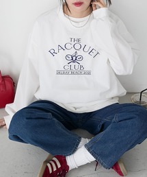 ロゴ刺繍ブロードリブプルオーバー