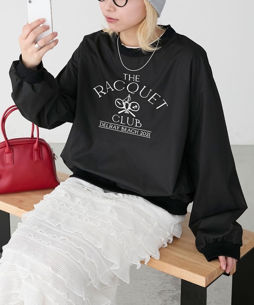 BONLECILL(ボンルシール)の「ロゴ刺繍ブロードリブプルオーバー(その他トップス・レディース・ブルー/アイボリー/ブラック/レッド・FREE)」の2枚目の写真