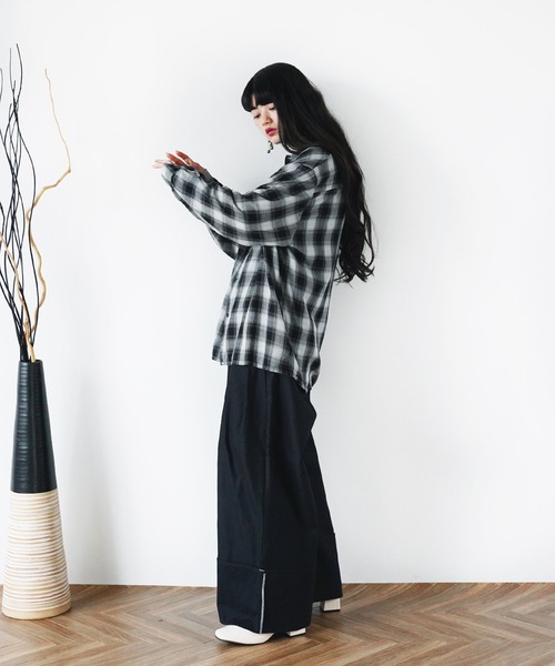Aphlotus(アプロタス)の「ダブルポケット オンブレーチェックシャツ 【セレクトアイテム】(シャツ/ブラウス・メンズ・ベージュ/ブラック・X-LARGE/LARGE)」の7枚目の写真