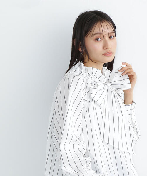 試着のみNATURAL BEAUTY BASIC ビッグボウブラウスホワイトS セール】ビッグボウブラウス(505112361) | ナチュラル