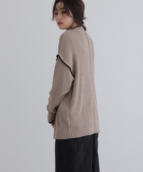 ElegChic(エレグシック)の「ハイネック配色ボリュームニット(ニット/セーター・レディース・ブラック系その他/ベージュ系その他・M)」の8枚目の写真