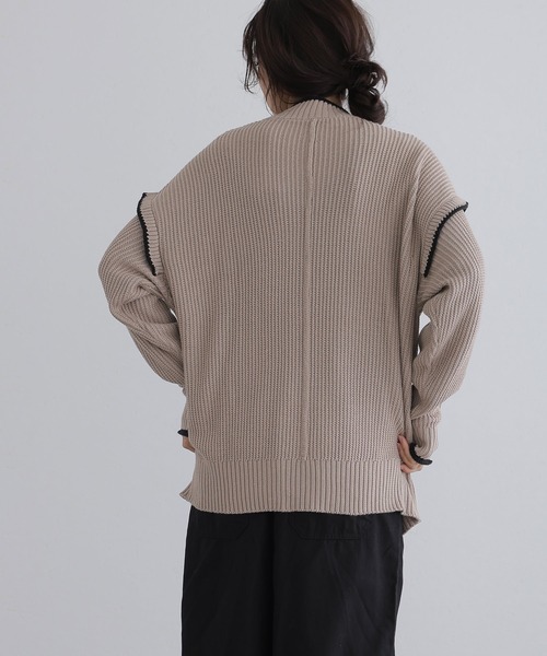 ElegChic(エレグシック)の「ハイネック配色ボリュームニット(ニット/セーター・レディース・ブラック系その他/ベージュ系その他・M)」の9枚目の写真