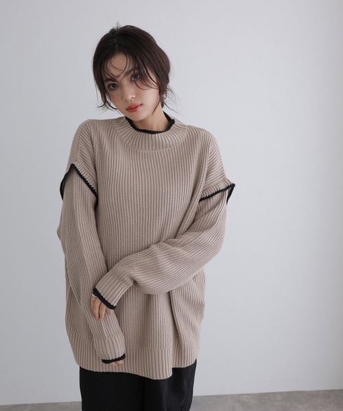 ElegChic(エレグシック)の「ハイネック配色ボリュームニット(ニット/セーター・レディース・ブラック系その他/ベージュ系その他・M)」の10枚目の写真