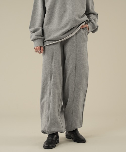 selle glant(セレグランテ)の「2WAY CENTER ZIP SWEAT WIDE PANTS/2wayセンタージップスウェットワイドパンツ(スウェットパンツ・メンズ・ブラック/杢グレー・SMALL/MEDIUM/LARGE)」の5枚目の写真