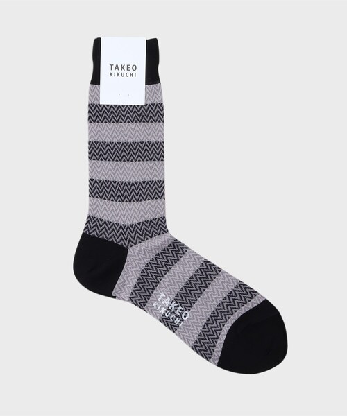 TAKEO KIKUCHI（タケオキクチ）の「◆【日本製】ヘリンボン ドレスソックス（ソックス/靴下・メンズ・ダークブラウン/ブラック・00）」の2枚目の写真