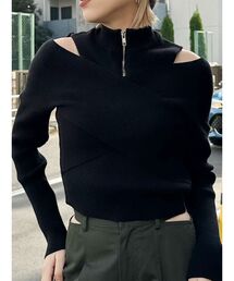 MURUA | カシュクールハーフジップトップス(ニット/セーター)