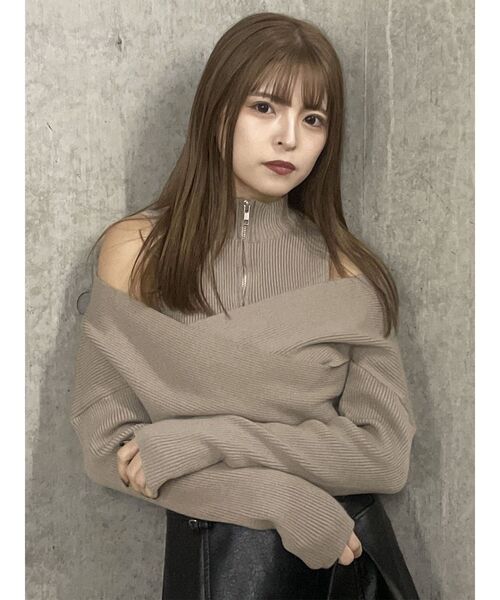 MURUA（ムルーア）の「カシュクールハーフジップトップス（ニット/セーター・レディース・ベージュ/ブルー/ブラック・FREE）」の19枚目の写真