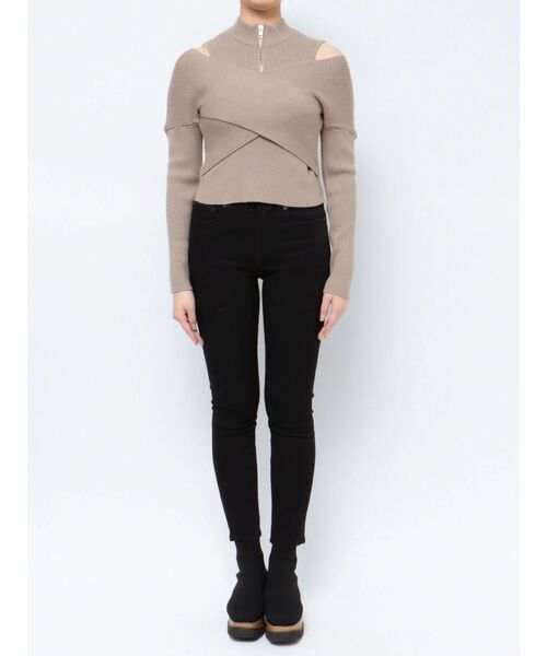 MURUA（ムルーア）の「カシュクールハーフジップトップス（ニット/セーター・レディース・ベージュ/ブルー/ブラック・FREE）」の13枚目の写真