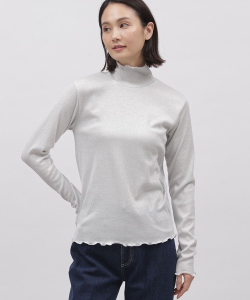 LAKOLE（ラコレ）の「ラメメロータートル / 102416（Tシャツ/カットソー・レディース・ライトグレー/ブラック/ライム・SMALL/MEDIUM）」の3枚目の写真