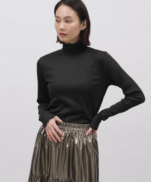 LAKOLE（ラコレ）の「ラメメロータートル / 102416（Tシャツ/カットソー・レディース・ライトグレー/ブラック/ライム・SMALL/MEDIUM）」の2枚目の写真