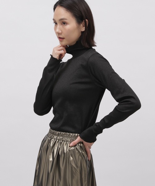 LAKOLE（ラコレ）の「ラメメロータートル / 102416（Tシャツ/カットソー・レディース・ライトグレー/ブラック/ライム・SMALL/MEDIUM）」の7枚目の写真