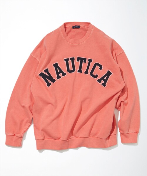 NAUTICA（ノーティカ）の「NAUTICA/ノーティカ Pigment Dyed Arch Logo Crewneck Sweatshirt/ピグメントダイ アーチロゴ クルーネック スウェットシャツ（スウェット・メンズ・チャコールグレー/ベージュ/ネイビー/オレンジ・MEDIUM/X-LARGE/LARGE）」の17枚目の写真