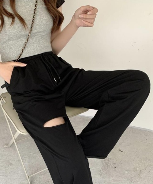 Miniministore(ミニミニストア)の「ダメージ スウェットパンツ レディース(スウェットパンツ・レディース・ライトグレー/ブラック・M/L)」の3枚目の写真