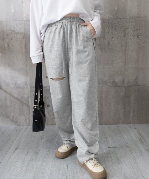 Miniministore(ミニミニストア)の「ダメージ スウェットパンツ レディース(スウェットパンツ・レディース・ライトグレー/ブラック・M/L)」の7枚目の写真