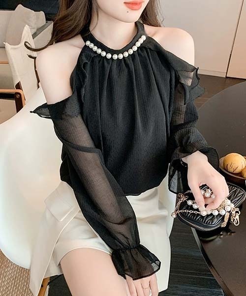 gossip！ロサンゼルス（ゴシップロサンゼルス）の「オフショルダートップス（シャツ/ブラウス・レディース・アイボリー/ホワイト/ブラック・FREE）」の19枚目の写真