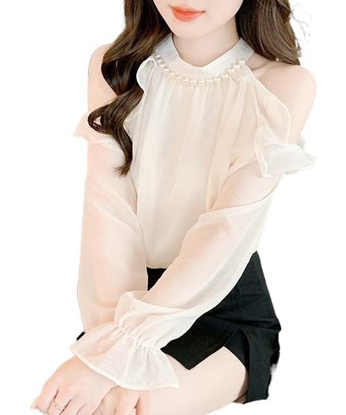 gossip！ロサンゼルス（ゴシップロサンゼルス）の「オフショルダートップス（シャツ/ブラウス・レディース・アイボリー/ホワイト/ブラック・FREE）」の16枚目の写真