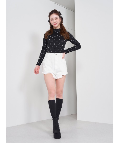 Darich トップス Darich tシャツ レースドッキングラインクロップドトップス