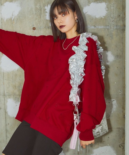 ELLEgirl（エルガール）の「リボン総刺繍スウェットプルオーバー【ELLEgirl/エル ガール】（スウェット・レディース・杢グレー/ブラック/レッド・FREE）」の18枚目の写真