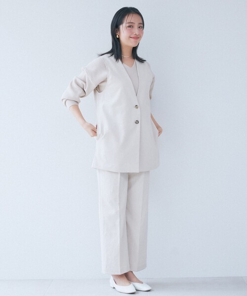 THE SHOP TK （ザ ショップ ティーケー ）の「◆【セットアップ可/環境に優しい】ツイルワッシャージレ/洗濯機OK（ベスト・レディース・ブラック/ライトベージュ・12/13）」の5枚目の写真