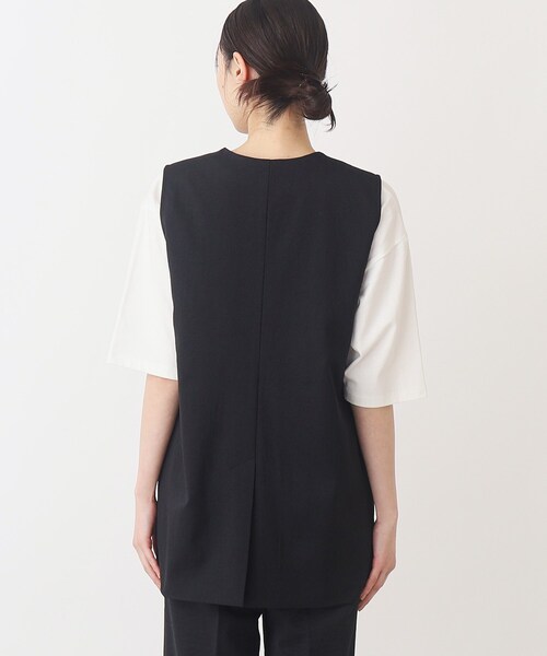 THE SHOP TK （ザ ショップ ティーケー ）の「◆【セットアップ可/環境に優しい】ツイルワッシャージレ/洗濯機OK（ベスト・レディース・ブラック/ライトベージュ・12/13）」の8枚目の写真