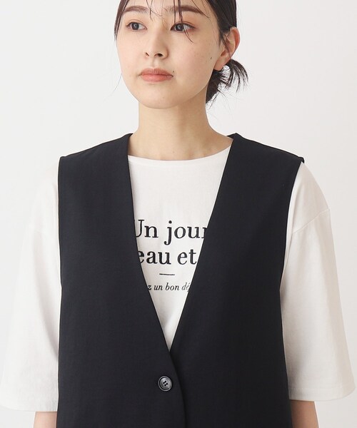 THE SHOP TK （ザ ショップ ティーケー ）の「◆【セットアップ可/環境に優しい】ツイルワッシャージレ/洗濯機OK（ベスト・レディース・ブラック/ライトベージュ・12/13）」の9枚目の写真