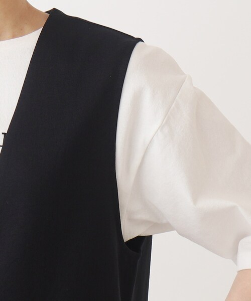 THE SHOP TK （ザ ショップ ティーケー ）の「◆【セットアップ可/環境に優しい】ツイルワッシャージレ/洗濯機OK（ベスト・レディース・ブラック/ライトベージュ・12/13）」の10枚目の写真