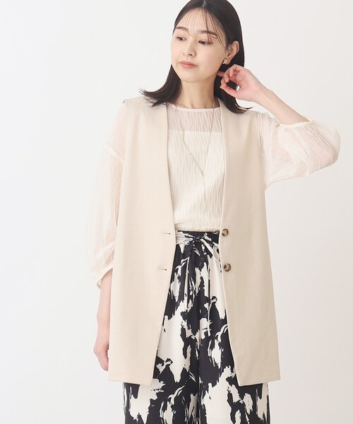 THE SHOP TK （ザ ショップ ティーケー ）の「◆【セットアップ可/環境に優しい】ツイルワッシャージレ/洗濯機OK（ベスト・レディース・ブラック/ライトベージュ・12/13）」の15枚目の写真