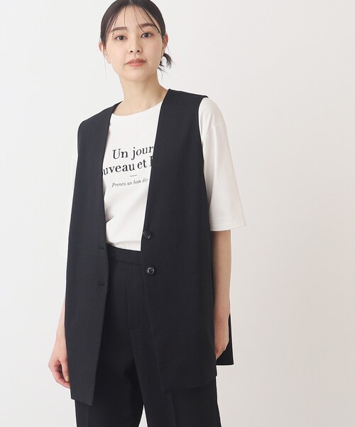 THE SHOP TK （ザ ショップ ティーケー ）の「◆【セットアップ可/環境に優しい】ツイルワッシャージレ/洗濯機OK（ベスト・レディース・ブラック/ライトベージュ・12/13）」の19枚目の写真