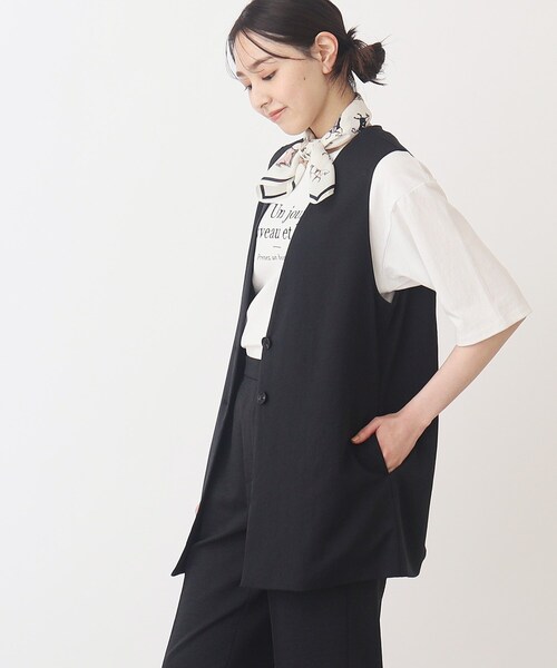 THE SHOP TK （ザ ショップ ティーケー ）の「◆【セットアップ可/環境に優しい】ツイルワッシャージレ/洗濯機OK（ベスト・レディース・ブラック/ライトベージュ・12/13）」の20枚目の写真