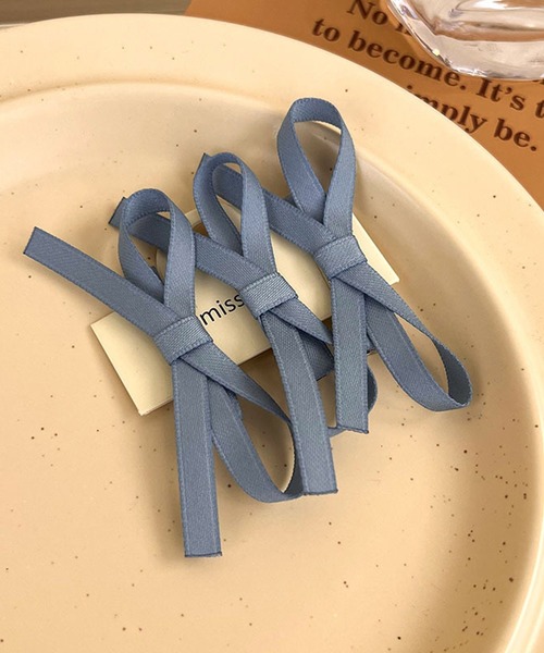 Nia（ニア）の「Nia(ニア)/【3set】フレンチリボンヘアピン（ヘアピン・レディース・ブラック/アイボリー/ピンク/ブルー・FREE）」の3枚目の写真