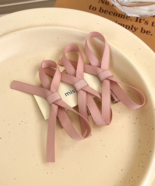Nia（ニア）の「Nia(ニア)/【3set】フレンチリボンヘアピン（ヘアピン・レディース・ブラック/アイボリー/ピンク/ブルー・FREE）」の10枚目の写真
