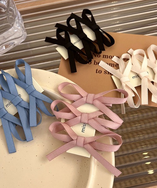 Nia（ニア）の「Nia(ニア)/【3set】フレンチリボンヘアピン（ヘアピン・レディース・ブラック/アイボリー/ピンク/ブルー・FREE）」の9枚目の写真