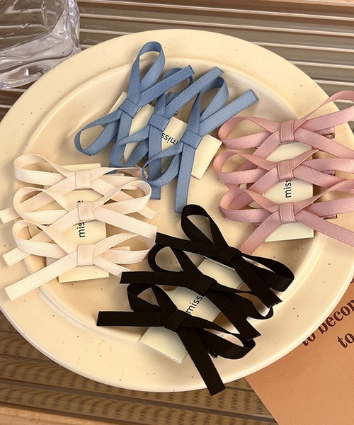 Nia（ニア）の「Nia(ニア)/【3set】フレンチリボンヘアピン（ヘアピン・レディース・ブラック/アイボリー/ピンク/ブルー・FREE）」の7枚目の写真