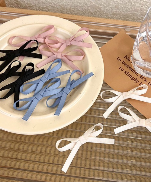 Nia（ニア）の「Nia(ニア)/【3set】フレンチリボンヘアピン（ヘアピン・レディース・ブラック/アイボリー/ピンク/ブルー・FREE）」の18枚目の写真