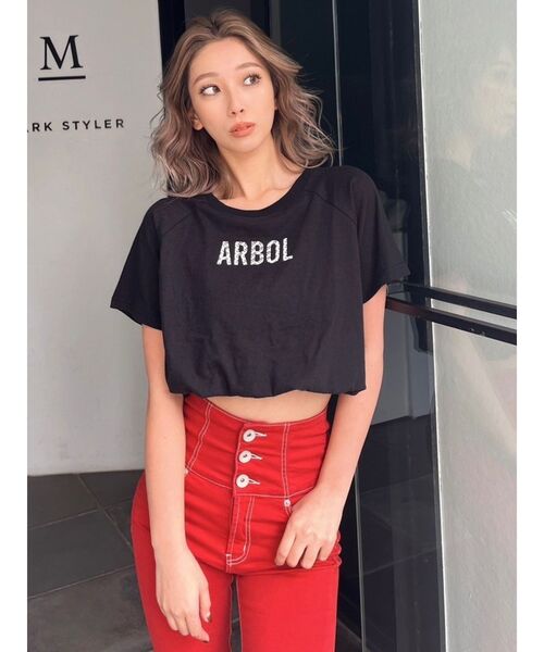 GYDA(ジェイダ)の「バルーンヘムARBOL Tシャツ(Tシャツ/カットソー・レディース・オフホワイト/ライトグレー/ブラック・FREE)」の5枚目の写真