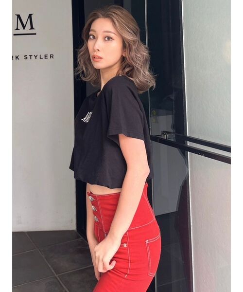 GYDA(ジェイダ)の「バルーンヘムARBOL Tシャツ(Tシャツ/カットソー・レディース・オフホワイト/ライトグレー/ブラック・FREE)」の7枚目の写真