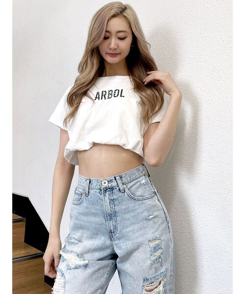 GYDA(ジェイダ)の「バルーンヘムARBOL Tシャツ(Tシャツ/カットソー・レディース・オフホワイト/ライトグレー/ブラック・FREE)」の14枚目の写真