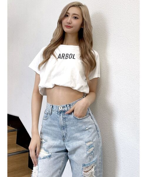 GYDA(ジェイダ)の「バルーンヘムARBOL Tシャツ(Tシャツ/カットソー・レディース・オフホワイト/ライトグレー/ブラック・FREE)」の16枚目の写真