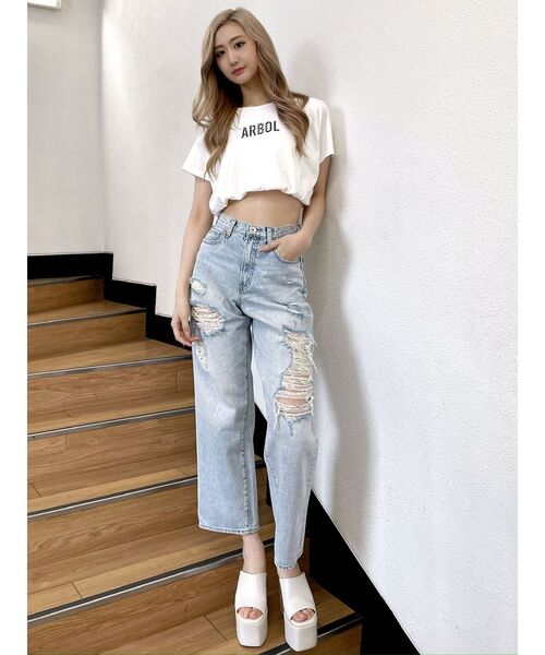 GYDA(ジェイダ)の「バルーンヘムARBOL Tシャツ(Tシャツ/カットソー・レディース・オフホワイト/ライトグレー/ブラック・FREE)」の20枚目の写真