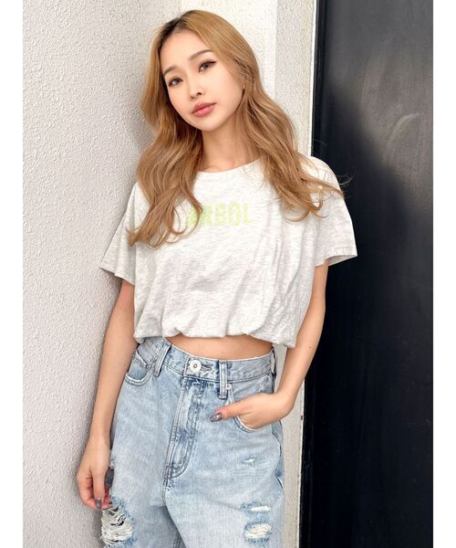 GYDA(ジェイダ)の「バルーンヘムARBOL Tシャツ(Tシャツ/カットソー・レディース・オフホワイト/ライトグレー/ブラック・FREE)」の22枚目の写真