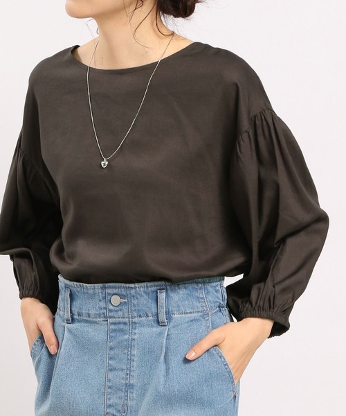 GLOBAL WORK Smile Seed Store（グローバルワーク スマイルシードストア）の「リネン混袖ボリュームブラウス/180953（シャツ/ブラウス・レディース・ラベンダー/チャコール/ブラック/ホワイト系その他/チェック/セージグリーン・LARGE/SMALL/MEDIUM）」の3枚目の写真