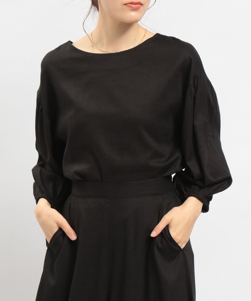 GLOBAL WORK Smile Seed Store（グローバルワーク スマイルシードストア）の「リネン混袖ボリュームブラウス/180953（シャツ/ブラウス・レディース・ラベンダー/チャコール/ブラック/ホワイト系その他/チェック/セージグリーン・LARGE/SMALL/MEDIUM）」の10枚目の写真