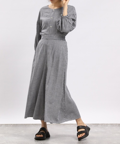 GLOBAL WORK Smile Seed Store（グローバルワーク スマイルシードストア）の「リネン混袖ボリュームブラウス/180953（シャツ/ブラウス・レディース・ラベンダー/チャコール/ブラック/ホワイト系その他/チェック/セージグリーン・LARGE/SMALL/MEDIUM）」の16枚目の写真