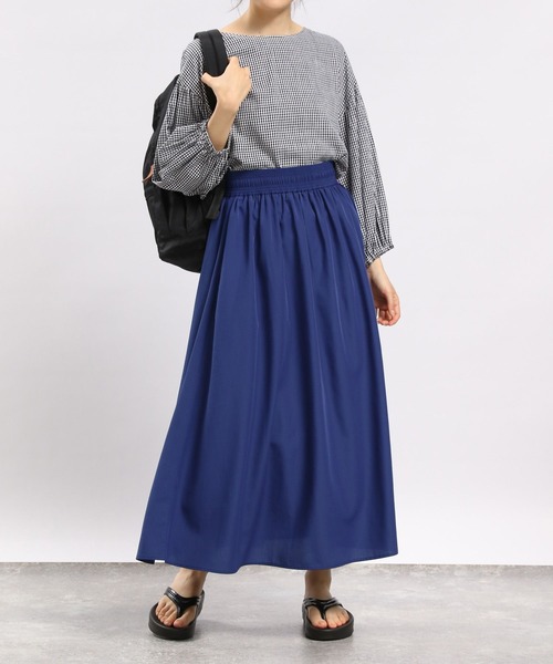 GLOBAL WORK Smile Seed Store（グローバルワーク スマイルシードストア）の「リネン混袖ボリュームブラウス/180953（シャツ/ブラウス・レディース・ラベンダー/チャコール/ブラック/ホワイト系その他/チェック/セージグリーン・LARGE/SMALL/MEDIUM）」の18枚目の写真