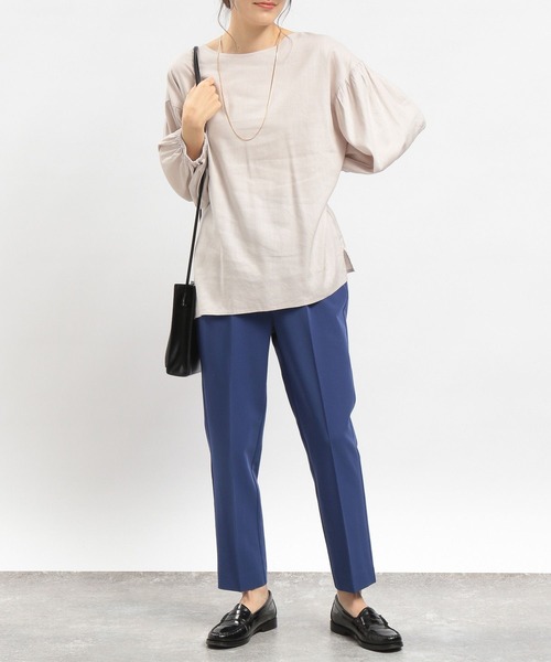 GLOBAL WORK Smile Seed Store（グローバルワーク スマイルシードストア）の「リネン混袖ボリュームブラウス/180953（シャツ/ブラウス・レディース・ラベンダー/チャコール/ブラック/ホワイト系その他/チェック/セージグリーン・LARGE/SMALL/MEDIUM）」の20枚目の写真