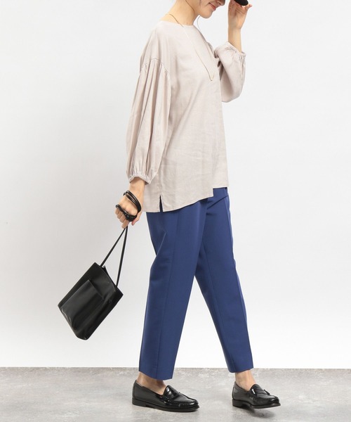 GLOBAL WORK Smile Seed Store（グローバルワーク スマイルシードストア）の「リネン混袖ボリュームブラウス/180953（シャツ/ブラウス・レディース・ラベンダー/チャコール/ブラック/ホワイト系その他/チェック/セージグリーン・LARGE/SMALL/MEDIUM）」の21枚目の写真