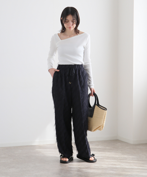 ジャーナルスタンダードレサージュ リブフレアパンツ ブラック フリーサイズ JOURNAL STANDARD - JOURNAL STANDARD L'essage (ジャーナル