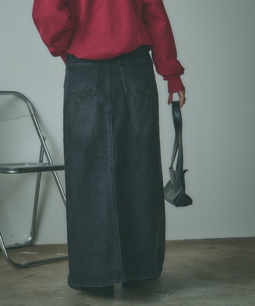 BLANK　（ブランク）の「Crushed long Denim Skirt / ダメージロングデニムスカート（デニムスカート・レディース・ブルー/ライトブルー/ブラック・S/M）」の16枚目の写真