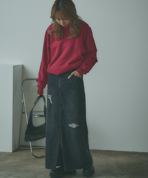 BLANK　（ブランク）の「Crushed long Denim Skirt / ダメージロングデニムスカート（デニムスカート・レディース・ブルー/ライトブルー/ブラック・S/M）」の18枚目の写真